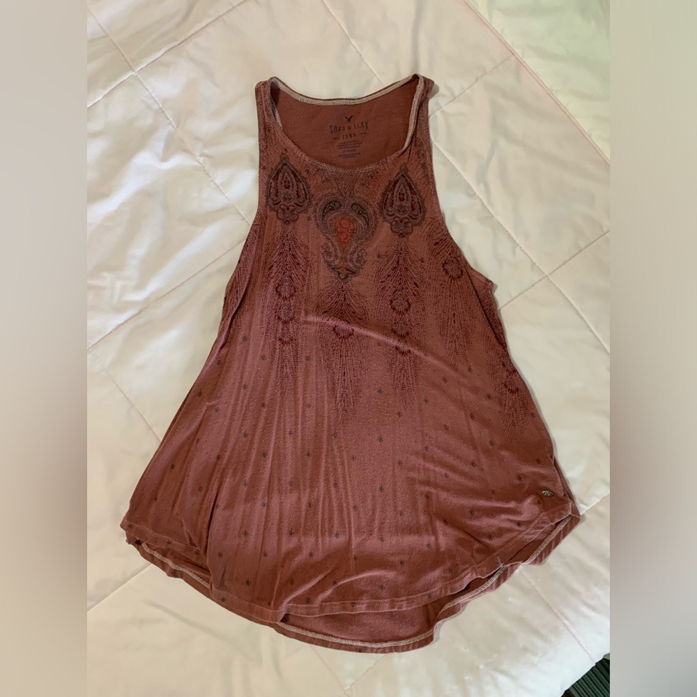 American Eagle rust color flowy tank top Aztec print